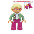 Big Size Figures Building Block Doll Family Farmer Pirate Worker Doctor Policemen Large Brick Compatible Build House Duploes Toy
