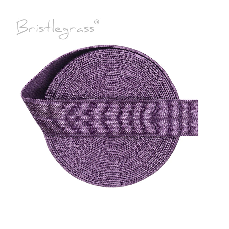 BRISTLEGRASS 2 5 10 Yard 5/8" 15mm Solid FOE Shiny Fold Over Elastic Spandex Satin Band Hair Tie Headband Dress Sewing Lace Trim