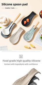 Silicone Kitchenware Tray, Kitchen Spatula, Soup Spoon, Silicone Spoon Holder, Household Thick Insulated Silicone Spoon Pad