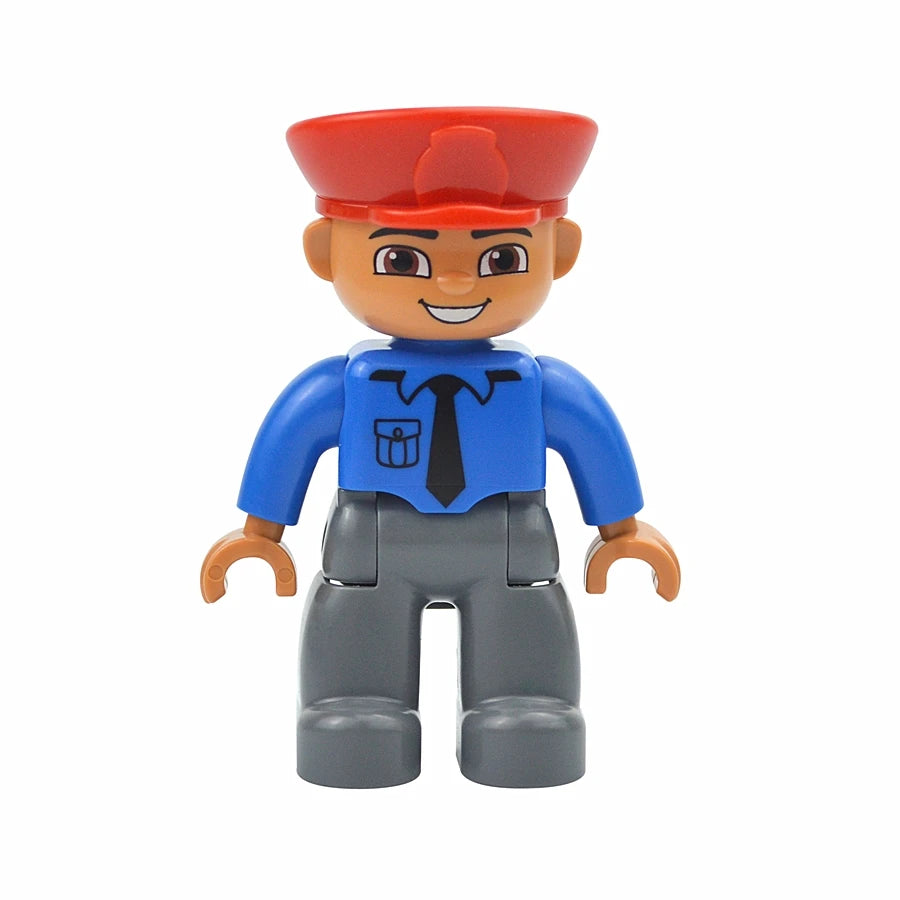 Big Size Figures Building Block Doll Family Farmer Pirate Worker Doctor Policemen Large Brick Compatible Build House Duploes Toy