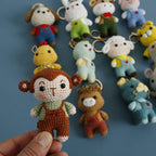 Creative Small Animal Doll Handmake Crochet Keyrings For Bag Pendant Cartoon Puppy Keychain Knitting Animal Doll Keyring Custom