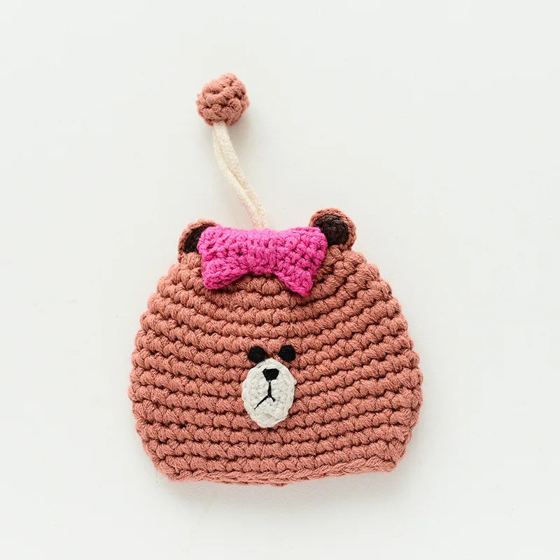 Cute Animal Doll Crochet Keychains For Keys Storage Funny Puppy Series Knitted Bag For Car Keys Holder Keyrings Custom Wholesale