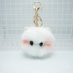 Blush Cat Ball Original Design Cartoon Handmade Plush Pendant Cat Keychain Girly Gift for Girls