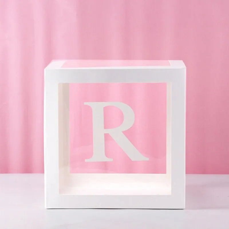 Transparent Letter Balloon Box Baby Shower Decorations Happy Birthday Wedding Decor 1st Birthday Party Supplies Balloon Box