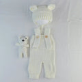 3pcs/sets Newborn Photography Clothing Hand-woven Romper Pants Bear Hat and Bear Dolls Decor Props Baby Photoshoot Outfits