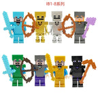 8pcs/lot Minecrafte Creeper Small Building Blocks EnderDragon DIY Steve Cube Skeleton Horse Figures Mini Building Block For Kids