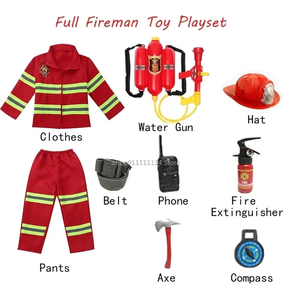 Halloween Kids Firefighter Uniform Children Sam Fireman Role Work Clothing Suit Boy Kids Cosplay Costume Party Costume Gift