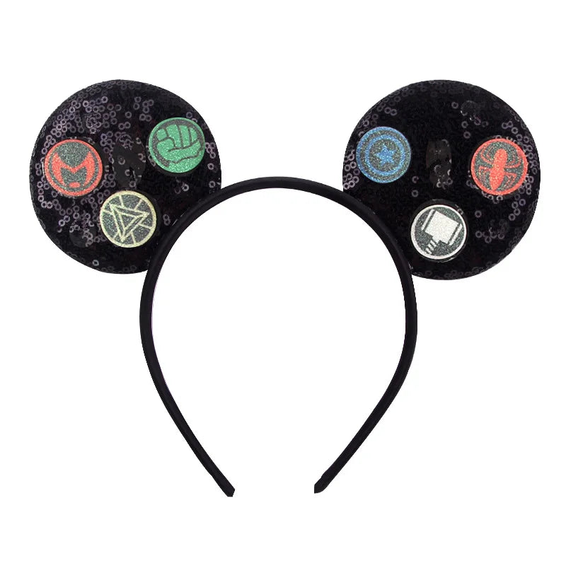 2026 Festival Party Cosplay Mouse Ears Headband 3.3" Ears Glitter Hairband For Boys Girls DIY Cartoon Hair Accessories