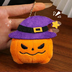 Halloween Plush Keychain for Women Pumpkin Ghost Bat Witch Hat Trick or Treat Cartoon Bag Charm Party Gifts Keychain Accessories