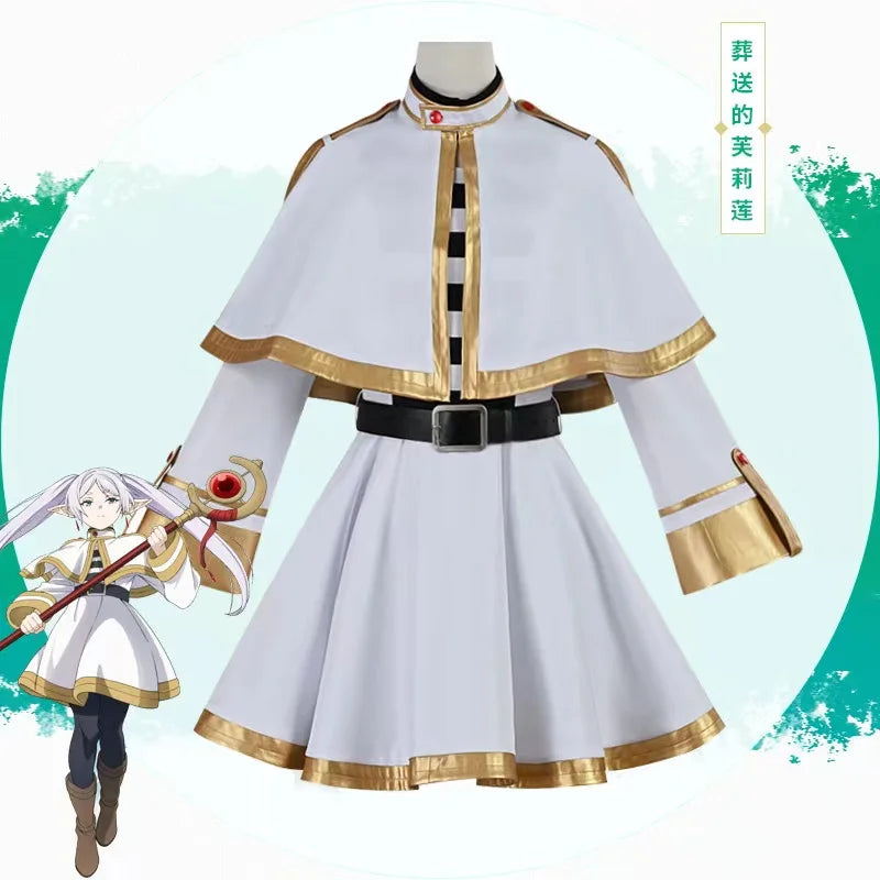 Frieren Beyond Journey's End Cosplay Costume Anime Magician Dress Elf Ear Halloween Party Charistmas for Women Girls
