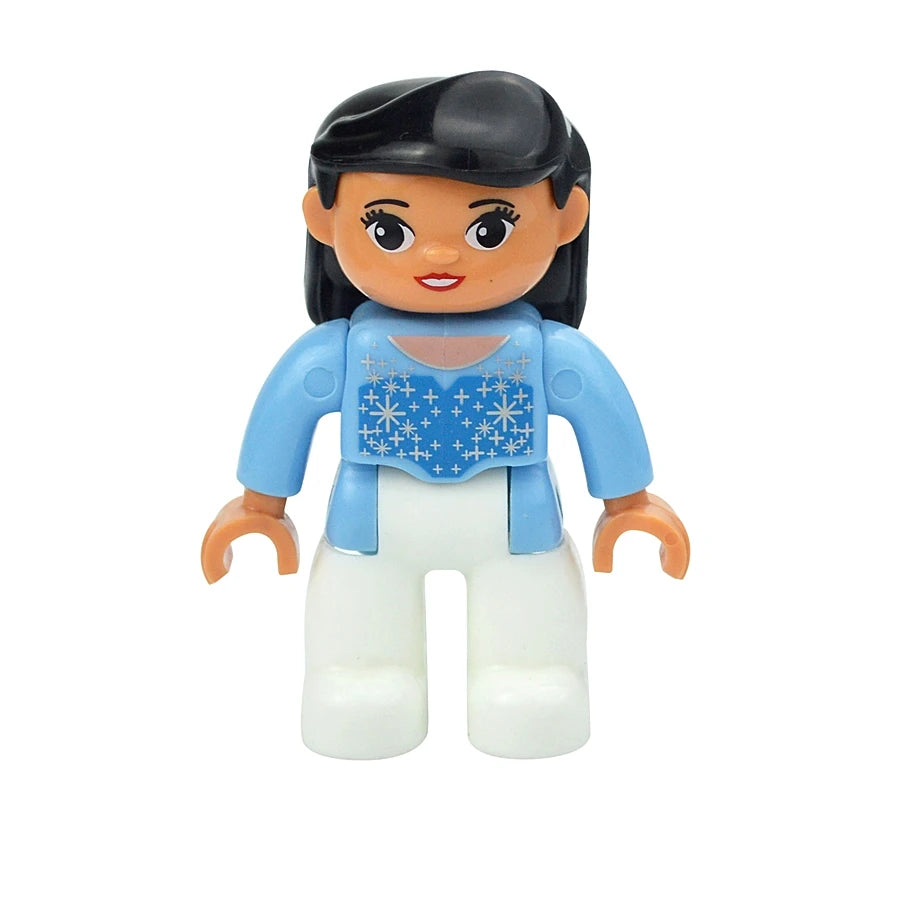 Big Size Figures Building Block Doll Family Farmer Pirate Worker Doctor Policemen Large Brick Compatible Build House Duploes Toy