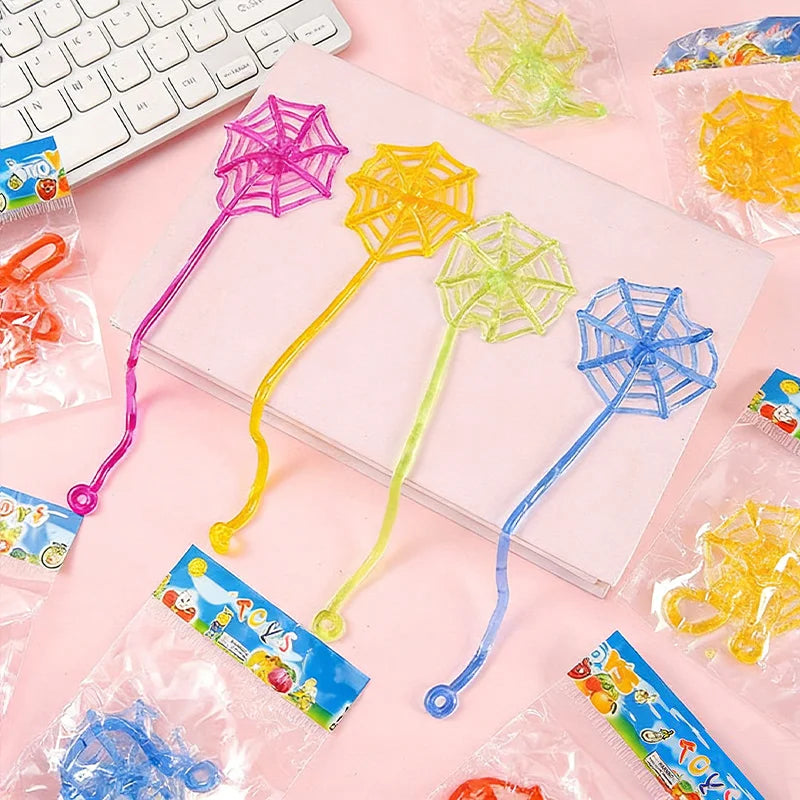 10-30pcs Sticky Hands & Spider Web Toy Stretchy Stress Relief Fidget Toys for Kids Birthday Favor Halloween Gift Supplies