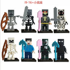 8pcs/lot Minecrafte Creeper Small Building Blocks EnderDragon DIY Steve Cube Skeleton Horse Figures Mini Building Block For Kids