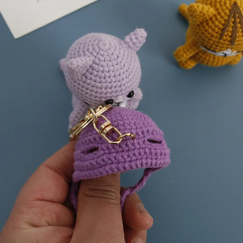 Exquisite Kitten Doll Crochet Keychain For Bag Pendant Knitted Small Cat Doll Keyrings Cute Kitten Keychain Custom Accessories