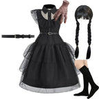 Girl Costume Kids Cosplay Black Witch Princess Dress Children Pageant Dinner Dress Girl Halloween Party Dancing Clothing