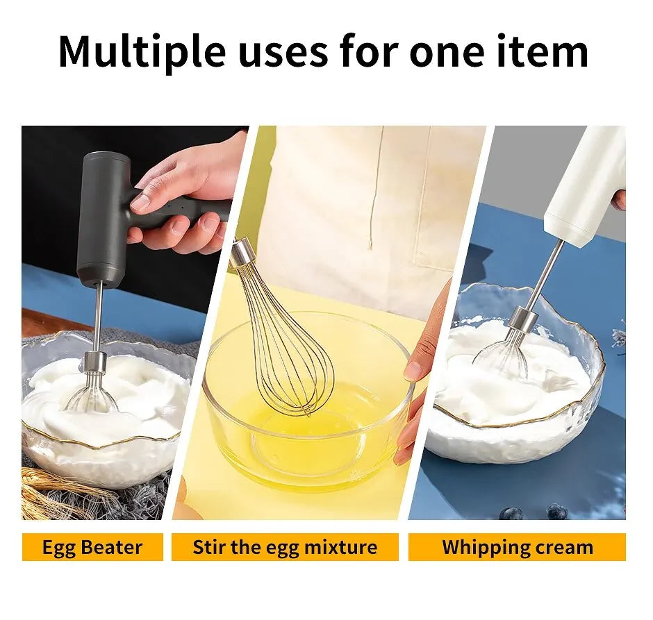 1 Wireless Electric Food Mixer, Portable 3-Speed Hand Mixer, Baking Dough and Cake Cream Mixer, Kitchen Tool