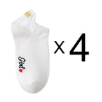 4 Pairs Lot Fashion Socks Women 2026 New Spring Cotton Color Novelty Girls Cute Heart Embroidery Casual Funny Ankle Socks Pack