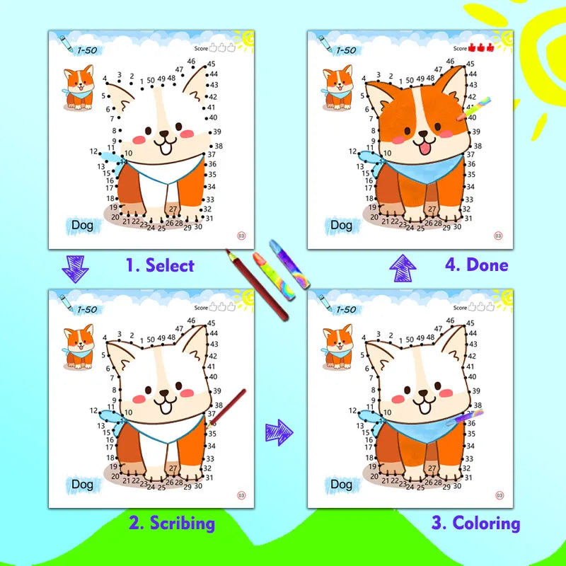 Line drawing, children's doodle books, learning numbers, early education to improve grades, fun drawing games, holiday gifts
