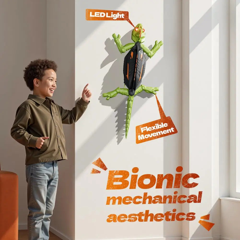 Realistic Biomimetic RC Wall Climbing Lizard Robot Toy, Remote Control Gecko that Climbs Glass & Smooth Walls for Children