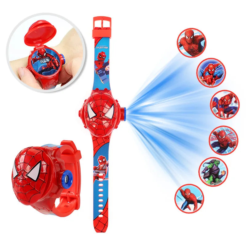 Fashion Spider-Man Projection Kids Watches for Boys Captain America Iron Man Children's Watch Digital Clock Student Toys Gifts