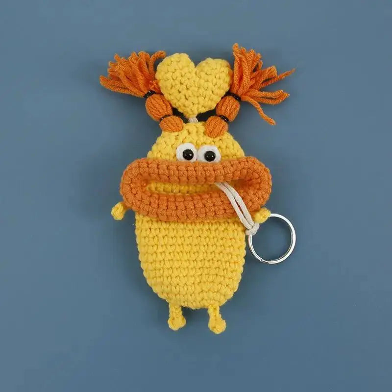 Funny Crochet Keychains Knitting Cute Sausage Mouth Doll Key Holder Knitted Storage Bag Keyrings For Car Keys Wholesale Custom
