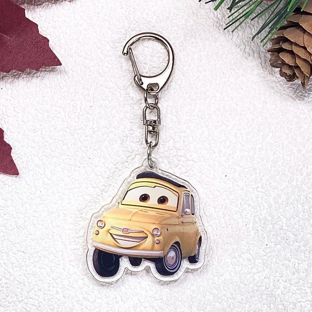 1/11Pcs Disney Cars Lightning McQueen Keychain Accessories Acrylic Charms Pendant For Bag Funny Key Holder Backpack Decoration