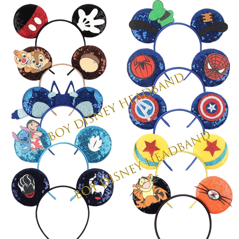 2026 Festival Party Cosplay Mouse Ears Headband 3.3" Ears Glitter Hairband For Boys Girls DIY Cartoon Hair Accessories