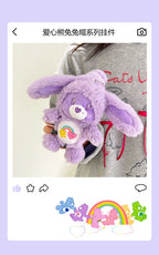 New Genuine Carebears Plush Rabbit Hat Keychain Rainbow Bear Doll Pendant School Bag Ornament Gift