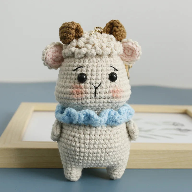 Creative Small Animal Doll Handmake Crochet Keyrings For Bag Pendant Cartoon Puppy Keychain Knitting Animal Doll Keyring Custom