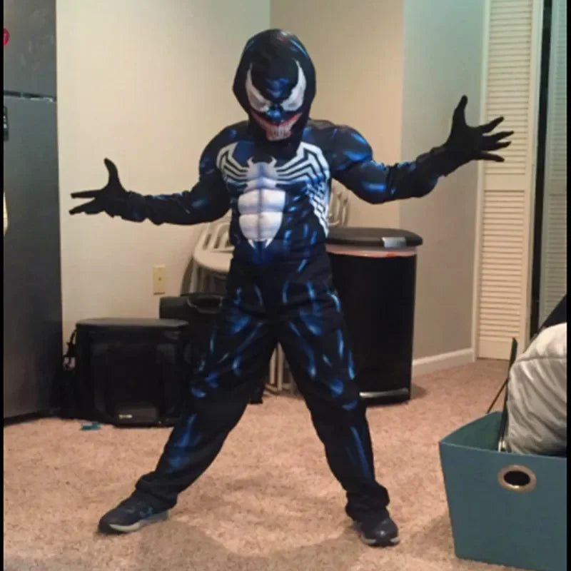 Kids Black Spider Costume  Superhero Costume Onesie 3D Spandex Unisex Jumpsuit Bodysuit for Kids Halloween Cosplay
