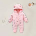 AYNIGIELL 0-12M Cartoon Newborn Bodysuit Warm RompersSoft Newborn Baby Clothes Flannel Autumn Winter Baby Boys Girls Jumpsuit