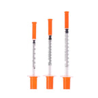 5Pcs 0.3/0.5/1ML Disposable Plastic Veterinary Syringe Orange Cap Sterile Insulin Syringe With Needles For Pet Farm Animal