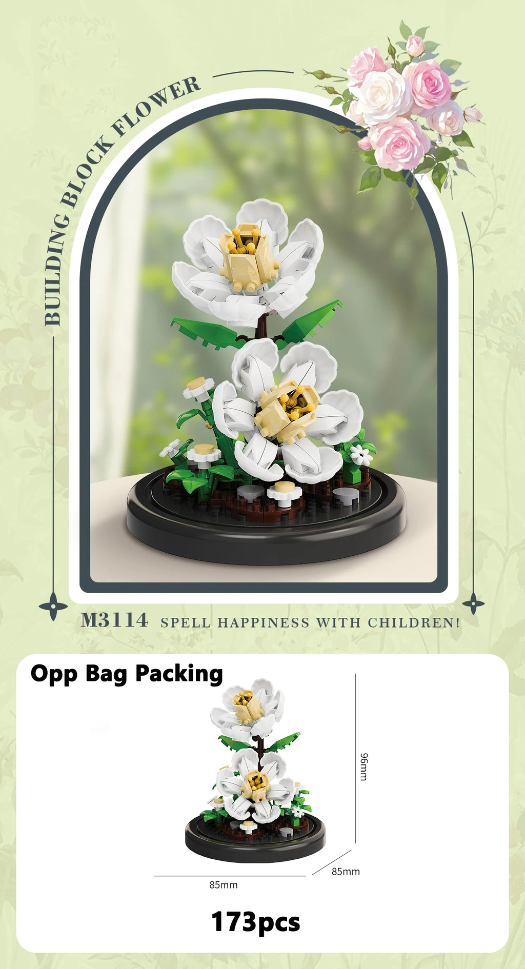 Eternal Flower Bouquet Bonsai Potted Plant Micro Building Blocks Model Home Decoration Puzzle Toys Kids Birthday Christmas Gifts
