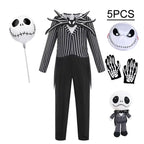 Kids Jack Skellington Cosplay Costume The Nightmare Before Christmas Boys Striped Outfit  Halloween Party Fancy Dress Up Set