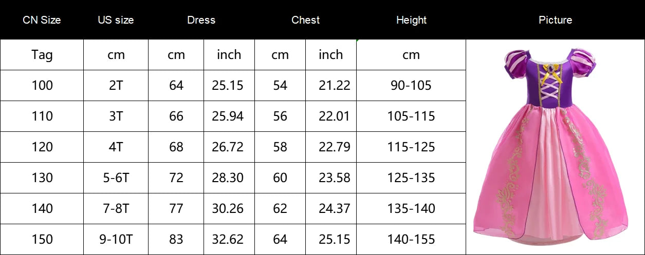 Girls Princess Dress Kids Disney Cosplay Cinderella Snow White Aurora Rapunzel Halloween Costume Children Birthday Party Dresses