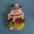 Cute Fruit Series Sausage Mouth Doll Crochet Keychains Custom Knitting Bag For Car Keys Holder Funny Doll Bag For Keys Storage
