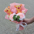Anime Winnie the Pooh Pig Elephant Handmade Flower Bouquet Plush Doll Wedding Graduation Valentine Christmas Birthday Gifts