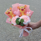 Anime Winnie the Pooh Pig Elephant Handmade Flower Bouquet Plush Doll Wedding Graduation Valentine Christmas Birthday Gifts