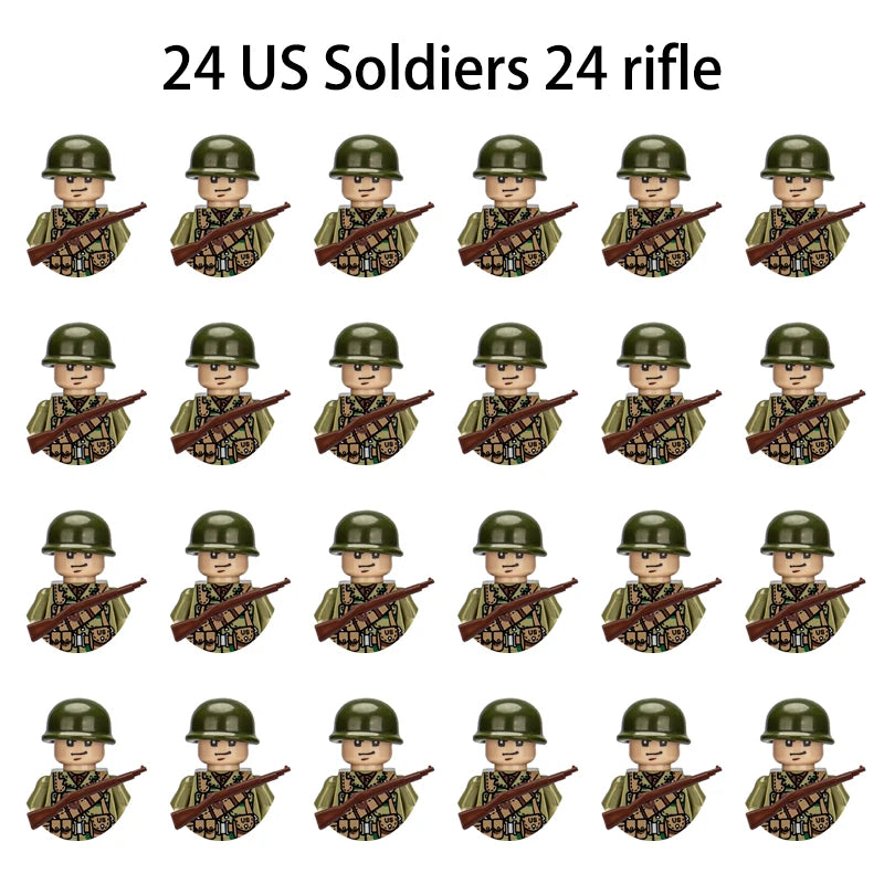 40/set World War II military building blocks National army soldier Character weapon assembly building block Children's toy gifts
