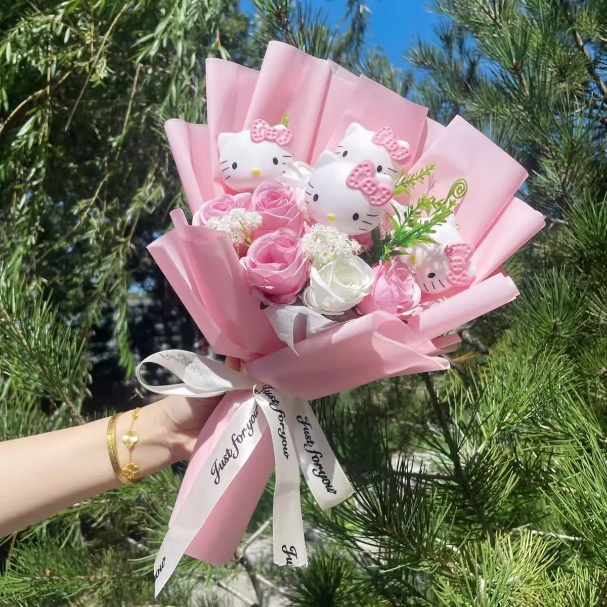 Cartoon Hello Kitty Plush Bouquet Plush Doll Toy Stuffedn Animals Christmas Valentine Graduation Birthday Gifts For Girls