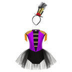Girls Circus Ringmaster Cosplay Costume Sleeveless Sequin Tassels Leotard Ballet Tutu Dress Unitard Halloween Cosplay Lion Tamer
