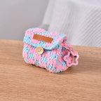 Colorful Knitted Coin Bag Keychains Mini Crochet Bag Keyring Handmake Knitting Storage Bag Keychain Keys Holder Custom Accessory