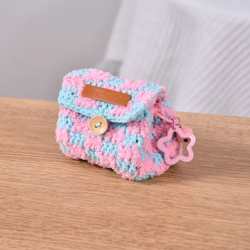Colorful Knitted Coin Bag Keychains Mini Crochet Bag Keyring Handmake Knitting Storage Bag Keychain Keys Holder Custom Accessory