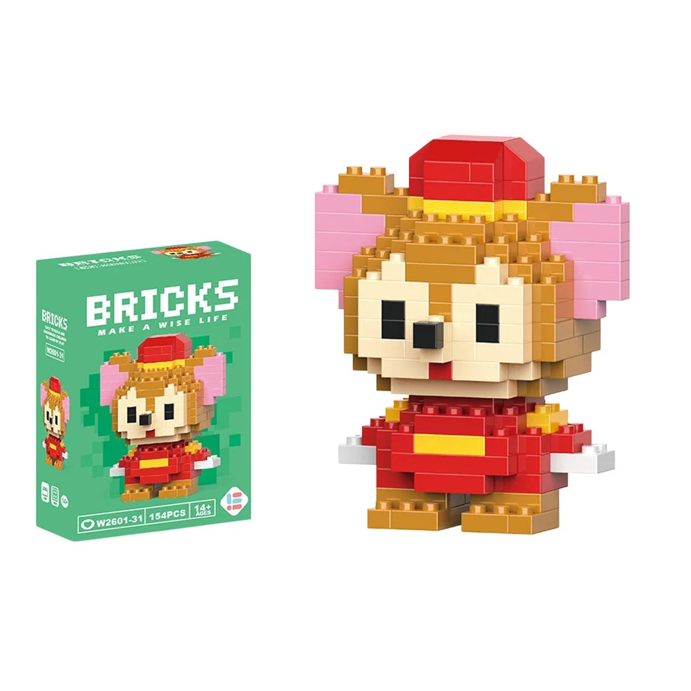 Disney 214 style Winnie LinaBell StellaLou Building Blocks Princess Cartoon Figrues Bricks Children's Assembly Toys Model Gift