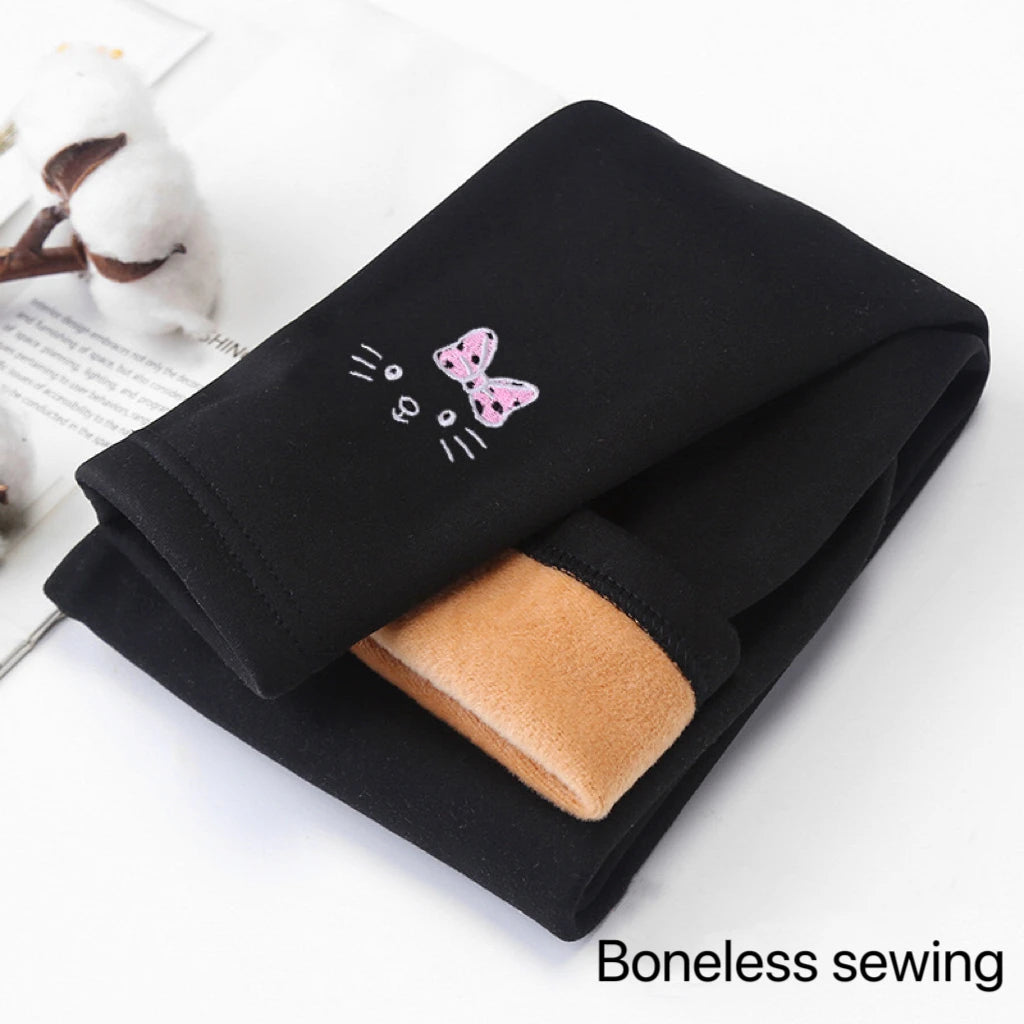 Girl Winter Leggings Fleece-lined Thermal Tights Outdoor Wear Multi-Color Autumn Winter Cute Kids Bottoms Thickened Warm Pants