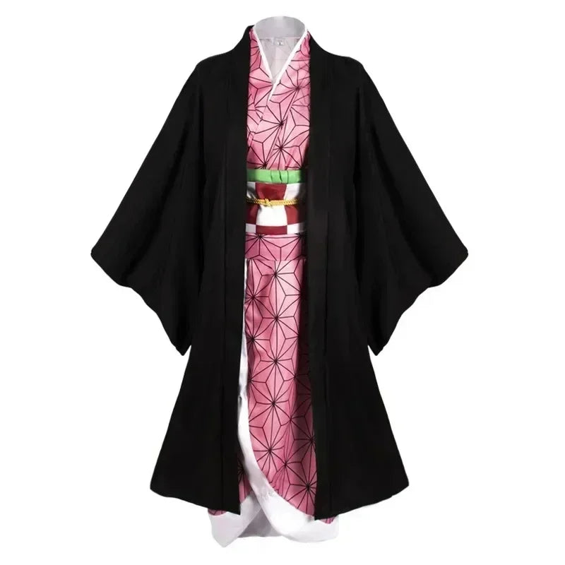 Anime Kimetsu No Yaiba Kamado Nezuko Cosplay Kostuum Kimono Demon Slayer Cosplay Pruiken Haren Halloween Carnaval Vrouwen Outfit