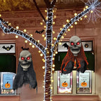 2PCS Halloween Decorations Party Hanging Skull Skeleton Ghost Ornament Horror Props Haunted Home Decoration Halloween Outdoor