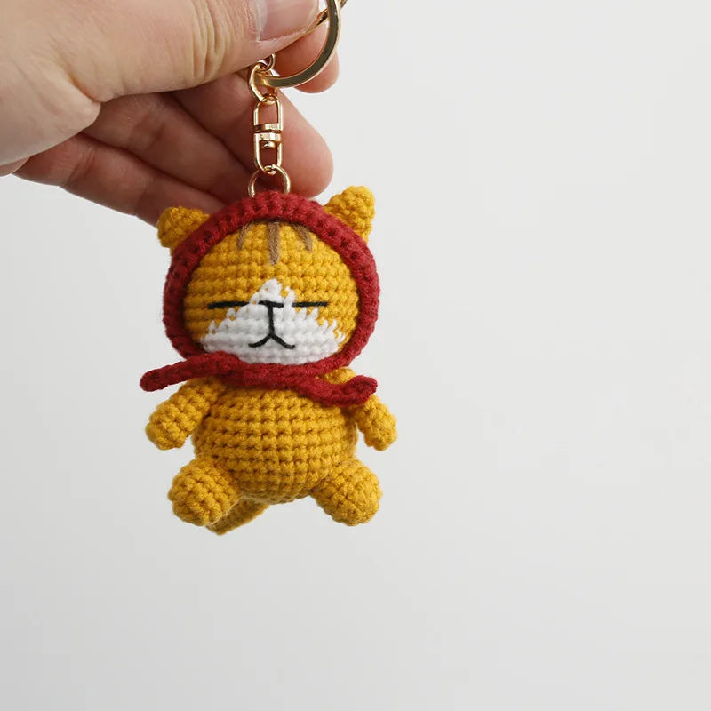 Exquisite Kitten Doll Crochet Keychain For Bag Pendant Knitted Small Cat Doll Keyrings Cute Kitten Keychain Custom Accessories