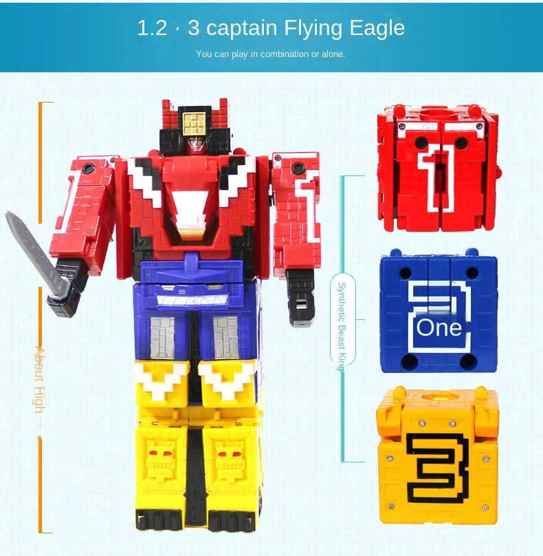 Power Assembling Educational Toys Math Cube Transformation Robot Digits Puzzle Ranger Animals boy toy for Kids