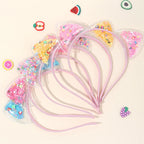 5Pcs Cat Ear Headband Cute Star Shining Sequin Hairbands Sweet PVC Ear Princess Hair Band Gift Kids Fashion Headwear Accessories